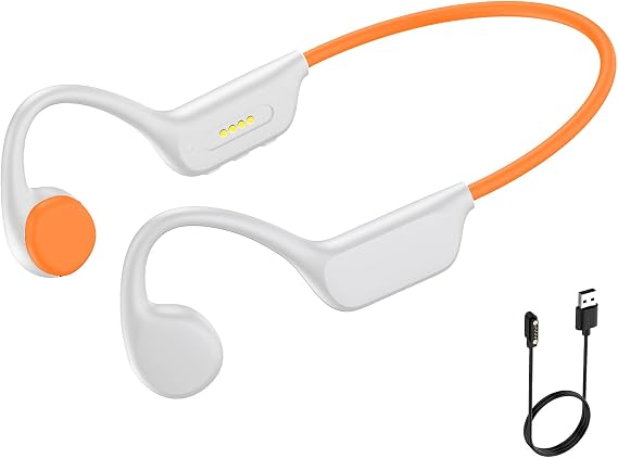 Bone Conduction Swimming Headphones -IPX8 Waterproof Earphones Built-in 32GB MP3 Player & 7-Hour Playtime,Bluetoeth 5.4 Open Ear Headphones with Underwater Earbuds for Swimming Outdoor Sports (White)