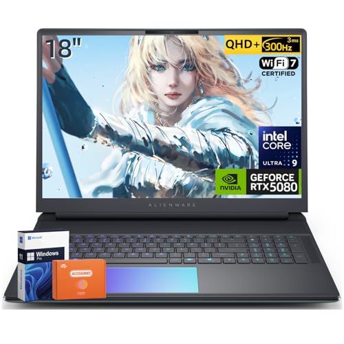 Dell Alienware 18 Area-51 Gaming Laptop, NVIDIA RTX 5080 16GB GDDR7, 18 QHD 300Hz Display, Intel Ultra 9 275HXBeats i9, 4K Camera, WiFi 7, BT 5.4, 32 GB DDR5, 1 TB SSD, Win 11 Pro