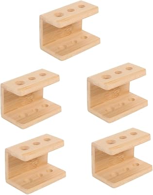 STOBAZA 5pcs Bathroom Toothbrush Holder 3-Hole Wall-Mounted Organizer Bamboo Toothbrush Brush Holder