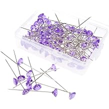 100Pcs Transparent Purple Sewing Pins, 50mm/1.97Inch Acrylic Diamond Head Pin Crystal Head Corsage Pins for Dressmaking Jewelry Components Flower Decoration