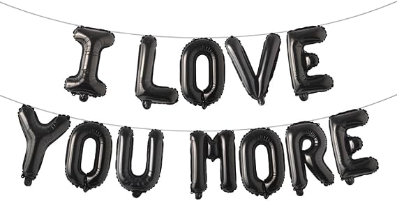 16 Inch I LOVE YOU MORE Alphabet Letters Foil Balloons Set for Valentines Day,Propose Marriage,Wedding Party,Anniversary Backdrop Party Supplies for her,girlfriend (I LOVE YOU MORE Black)