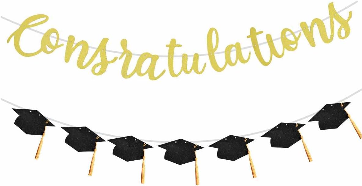 Congratulations Graduation Banner Decorations Class of 2025 with College Graduation Party Favors Supplies Pre-Strung