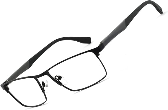 OCCI CHIARI Mens Rectangle Full-Rim Metal Black Non-prescription Clear Optical Glasses