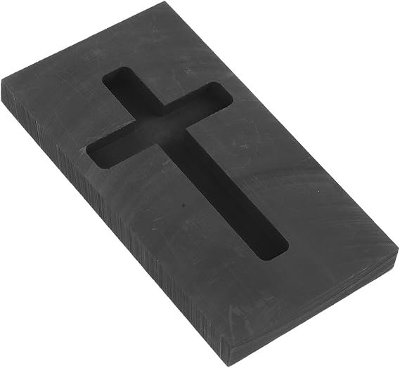 Graphite Cross Casting Mold for High-Temperature Gold, Silver, Copper, Aluminum, Zinc, and Brass Ingot Melting – Metal Refining Mold for Jewelry Making and Metal Scrap Melting