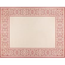 Gertmenian Indoor/Outdoor Flatweave Area Rug - 6x9 Medium, Stain & UV Resistant, Ideal For Deck, Patio, Poolside, Mudroom - Abstract Border, Red Tan, 22969