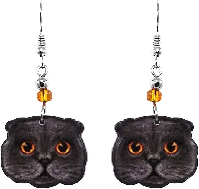 Cat Face Earrings for Women, Cute Animal Dangle Jewelry, Tabby Siamese Persian Designs, Gift for Pet Lovers