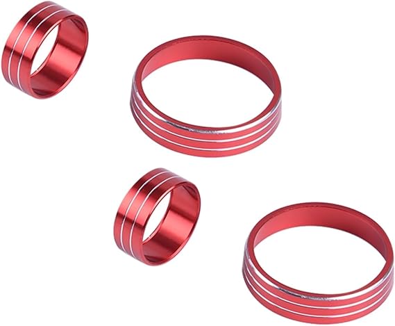 4pcs AC Knob Control Panel Heater Dials Switch Button Fit For KIA, Sportage QL 2017-2020 climate control button frame(Red and silver)