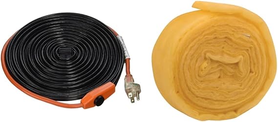 Frost King Automatic Electric Heat Kit Heating Cables, 30-Feet (HC30A) and Pipe Wrap Kits, 3"x1/2"x25', Yellow