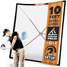 Net-Playz Golf Practice Net Hitting Net 10ft - Home Driving Range, Swing Training Aids, Big Size Auto Ball Return, Portable, Black