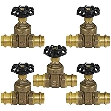 Midline Valve Press Gate Valve, 1/2, Brass (5 Pack)