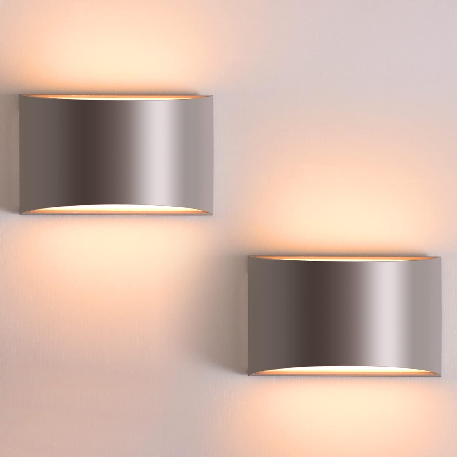 FUDESY Indoor Wall Lights, Up and Down Wall Lamp, 12W 3000K Warm White LED Wall Sconce, IP65 Waterproof Gary Wall Lighting for Living Room, Bedroom, Hallway, Corridor, Stairs, Pathway, 2 Pack [Energy Class A]