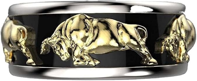 Bull Head Ring, Gold Buffalo Ring for Men, Norse Viking Bi- Ring Taurus Ring Bull Jewelry, Celtic Bull Ring Hip Hop Bull Band Ring Punk Bull Animal Ring -s