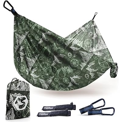 Foxelli Camping Hammock Ultralight Hammock for Backpacking, Hiking, Festivals, Travel - Easy Setup with Tree-Friendly Ropes & Steel Carabiners, Heavy Duty Parachute Nylon