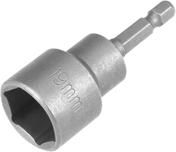 19mm Magnetic Socket, 1/4" Hex Shank Drill Adapter for Power Drills, Nut Driver and Impact Socket Adapter, 65mm Length