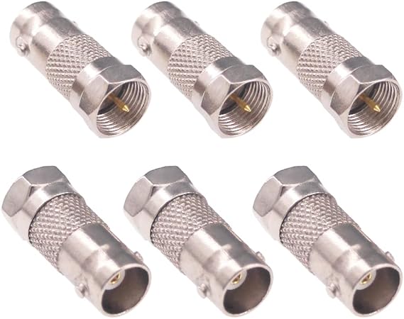 6pcs F Type Male Plug to BNC Female Connector RF Coax Adapter for Antenna CCTV Camera(F129-6)