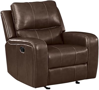 New Classic Furniture Linton Leather Glider Recliner, Brown