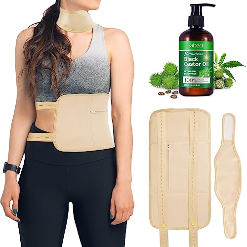 Castor Oil Pack Wrap,Black Jamaican Castor Oil 250MLOrganic Cold Pressed Unrefined, for Waist Eyes, Anti-Leak,for Liver Wastes Release,Women & Entire Body