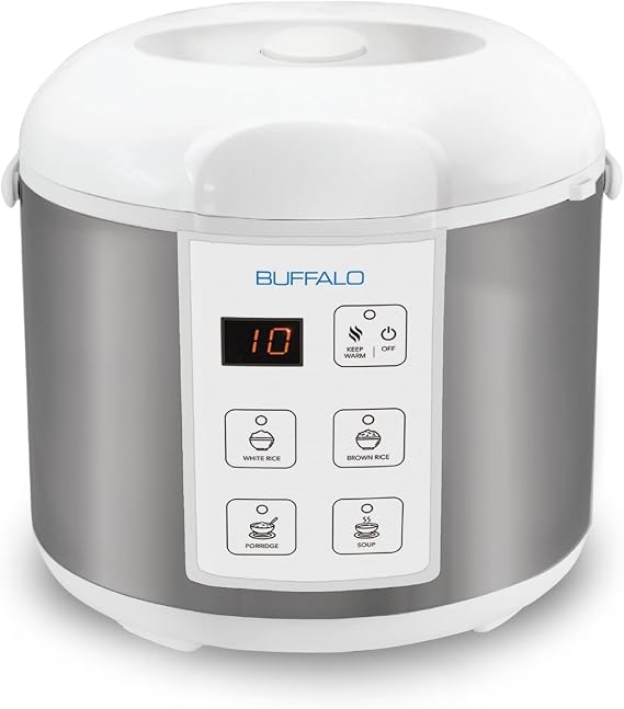 Buffalo Rice Cooker Stainless Steel Inner Pot Rice Maker Small, 5 Cup
