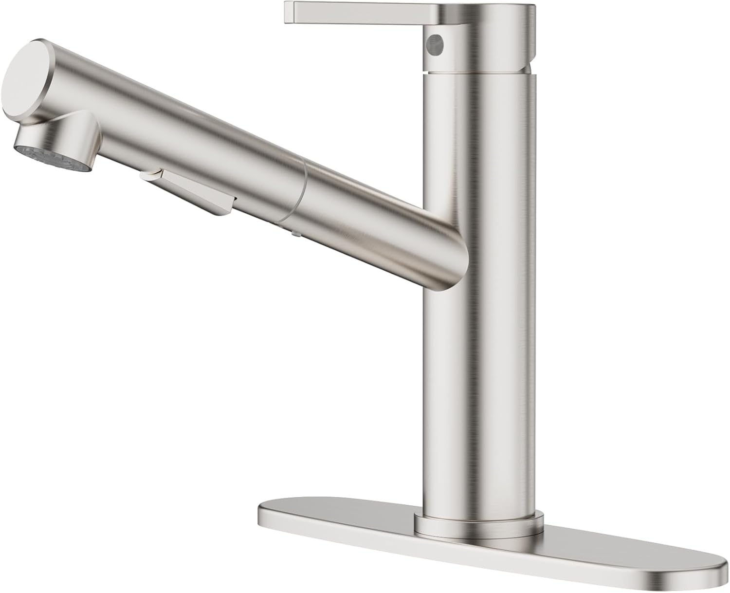 Kitchen Faucet with Pull Down Sprayer, Brushed Nickel Kitchen Sink Faucet Three Modes Modern High Arc Stainless Steel Single Handle Faucets with Deck Plate for Kitchen Bar Laundry