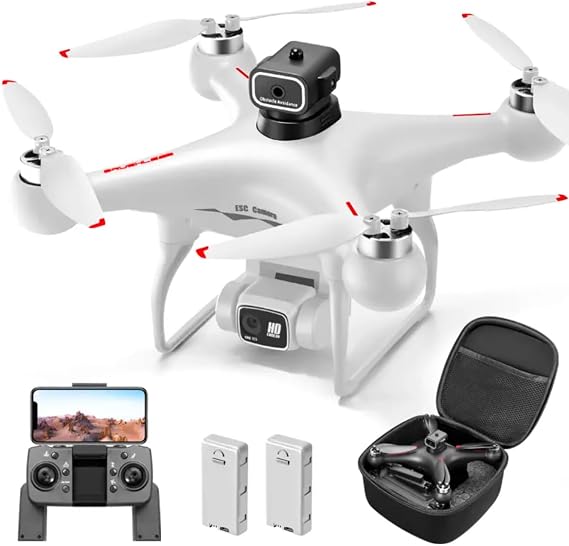 Drone with 4K HD Camera, Remote Controller, 02 Batteries, and Carrying Case, S116 Drone with 4K Camera for Adults, RC Quadcopter with Obstacle Avoidance, Optical Flow, Trajectory Flight, Headless Mode, Gravity Sensor, Brushless Motor, Storage Bag and 2 Batteries