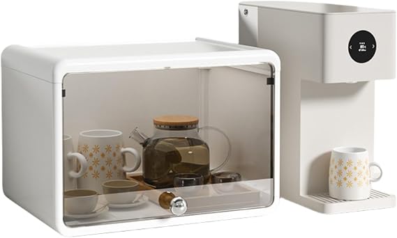 Micro Structure Storage Cabinet, Cupboard, Dustproof, Moisture-Proof, Multifunctional, Cup Storage, Large Capacity, Simple Cosmetics, Small Items, Transparent Cover, Single Layer, Double Tier