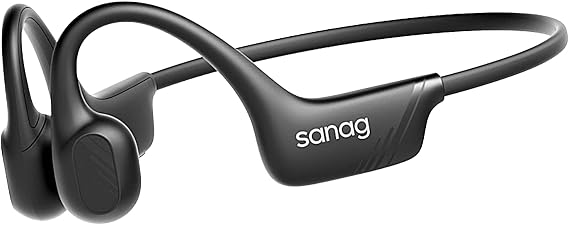 Sanag B21S True Bone Conduction Headphones, IPX5 Waterproof Bluetooth 5.4 Earphones, Wireless Open Ear Headset with Mic, 5.4 HiFi Bass, 10H Playtime for Running, Cycling, Sports, Workout (Black)