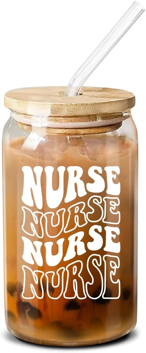 NewEleven Appreciation Day Gift For Nurse - Nurse Gift For Women - Caregiver Appreciation Gifts, Nursing Student, Nurses Practitioner - RN Gift For Nurses Women - 16 Oz Coffee Glass