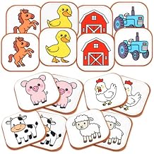Felt Matching Game for Kids, Montessori Memory Game with Farm Animals, Soft Sensory Flash Cards for Toddlers, Educational Gift for 1-3, Quiet Travel Activity for Preschool