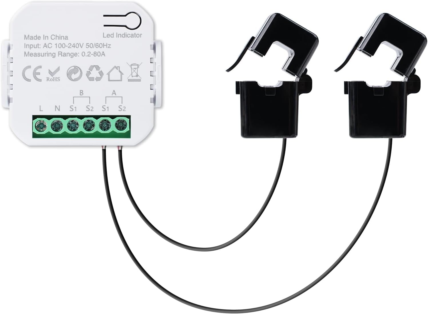 PHOVOLT Tuya App Smart SingleTwo-Way WiFi Energy Meter, Current Transformer Clamp Sensor KWh Energy Quantity Monitor Voltmeter Amperemeter 2way