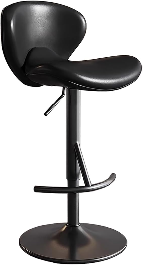 Luxury Barstool Adjustable PU Leather Swivel Barstools, Modern Counter Stools with Back and Footrest, for Kitchen and Dining Room(Black,1PCS)