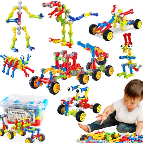 STEM Building Toys for 3 4 5 6 7 8 Year Old Boys Girls, 125 Pcs for 5 Year Old Building Blocks Educational STEM Kit Learning Creative Toys for 3-5 4-8 5-7 6-8 Kids, Birthday Gifts for Kids