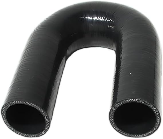 Automotive Silicone Tubing, ID 2.25" (57mm) 180 Degree U Bend Elbow Coupler Hose, 5"(127mm) Leg Length,4-Ply High Performance Coupler Silicone Hose (Black)