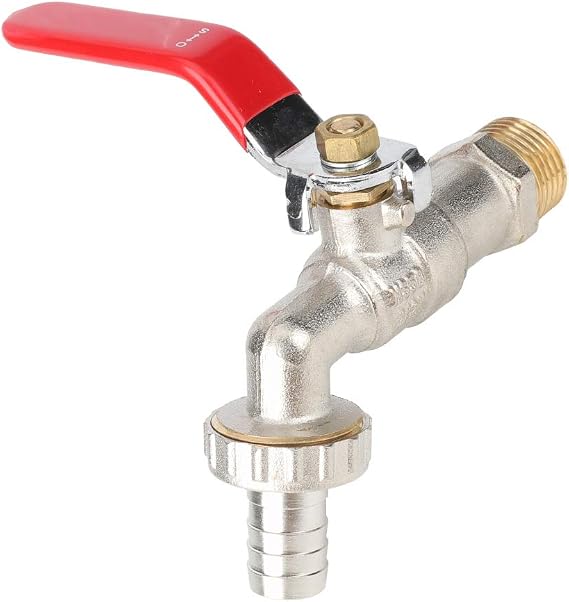 Garden Faucet, G1/2" Outside Brass Garden Tap Easy Turn On/Off Lever Handle Manual Water Supply Faucet 1.6MPa
