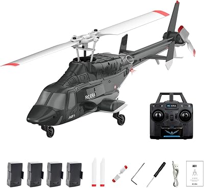 RC ERA A61 Simulates Little Air-Wolf RC Helicopter, 152 Scale 2.4G 4CH Single-Rotor RC Helicopter with One-Key Takeoff & Landing for Adults