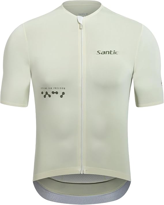 Santic Men's Cycling Jersey Short Sleeve Tops Bicycle Bike Shirt Full Zipper UPF 50+ Bicycle Jersey with Pockets