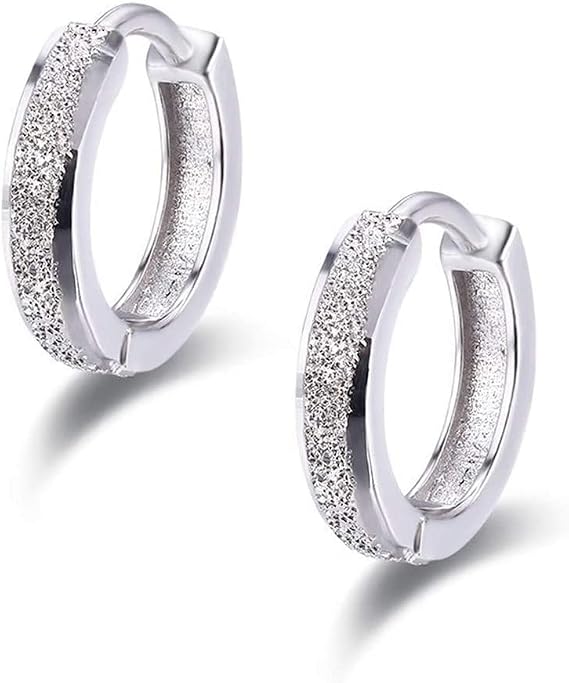 Stud Earrings,Drop,Earrings Hoops Studs Cute 925 Sterling Silver Glitter Circle Small Loop Hoop Earrings Women Dangle Earrings 1 Pair