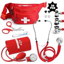 Primacare CSKB-9181-RD Blood Pressure Kit with Sprague Rappaport Stethoscope, Professional Series Fanny Pack Combo, Red (Pack of 24)