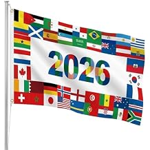 World Cup Flag, World Cup Merchandise Decorations Banner 2026, Large 90x150cm Soccer International Cup Flags with Two Grommets for Indoor Outdoor Display