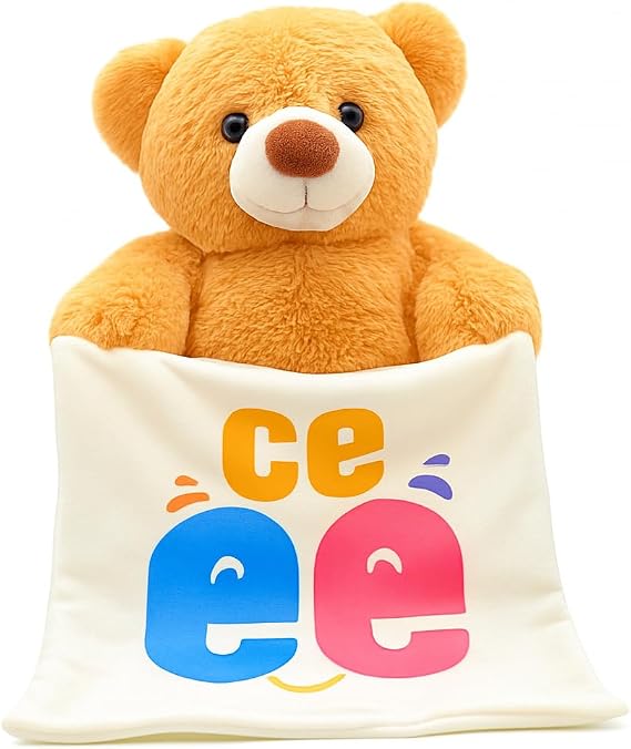 Özgüner Oyuncak Ce-Ee Yapan Hareketli Peluş Ayı - Türkçe Konuşan ve Saklambaç Oynayan Eğitici Bebek Oyuncağı - Uyku Arkadaşı
