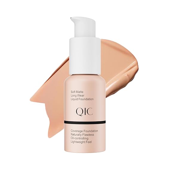 Liquid Foundation Makeup, Full Coverage Foundation + Matte Foundation Face Makeup for Evens Skin Tone Cruelty-Free Natural Finish 1 Fl Oz (Warm peach)