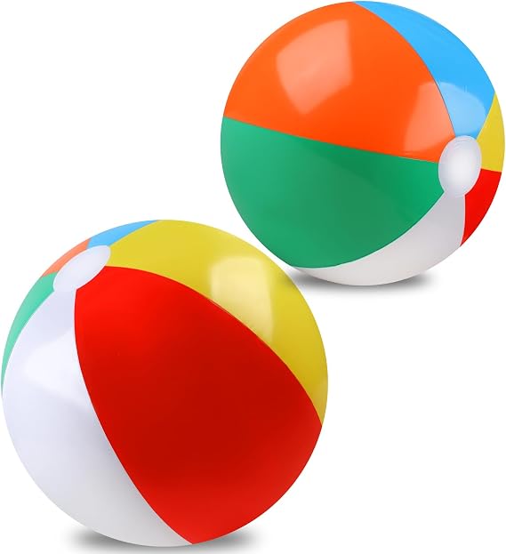REGUICORP 2 Pack Beach Balls, 20 Inch Beach Balls, Rainbow Color Pool Toys Pool Balls for Swimming Pool, Beach Toys Inflatable Ball for Summer Parties and Water Games