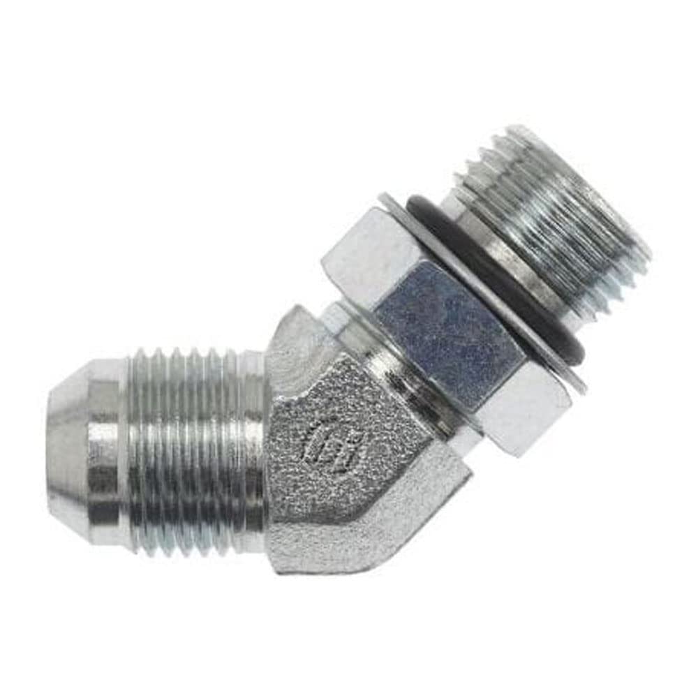 Brennan Industries 6802-10-10-NWO-FG Forged Steel 45 Degree Elbow Tube Fitting, 78-14 SAE x 78-14 SAE Thread, 58 Male JIC x 58 Male Adjustable O-Ring Boss