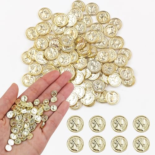 100 Pieces Miniature Coins for Crafts Dollhouse Tiny Fake Gold Coins for Dollhouse Fairy Garden Micro Landscaping