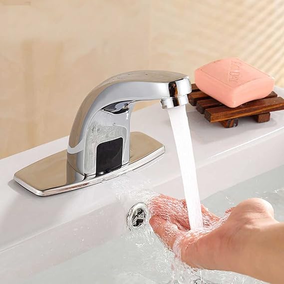 Bathroom Sink Tap Automatic Sink Mixers Sensor Tap, Hands Free Infrared Water Tap, Hands Touchless Cold Inductive Electric Basin Faucet Bathroom Basin Taps