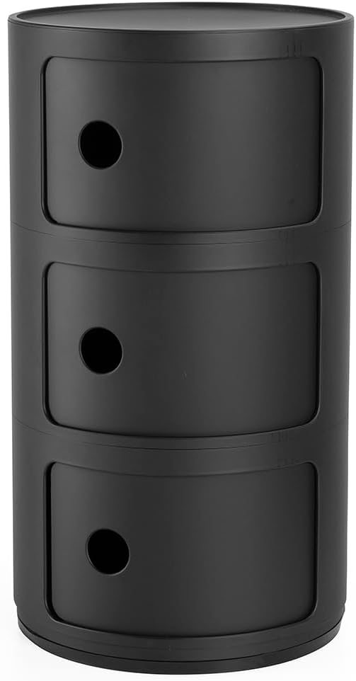 Kartell Cabinet "Componibili" 3 Matte Black Diameter 32/H58.5cm SFNT-K4988-09 Anna Castelli Authorized Domestic Distributor Genuine Product
