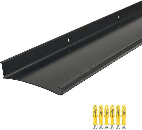 Aluminum Overhead Door Rain Drip Cap Guard for Exterior Door and Window Top,43.3” Drip Edge Flashing,Deflectord,Diverter, Anodized 1PCS Black | 43.3” L 3.15” W Overhead Drip Edge Door Drip Cap Flashing,Diverter