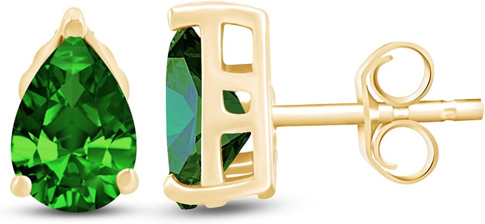Pear Shape Stud Earrings In 14K Yellow Gold Over Sterling Silver 1.5 Ct