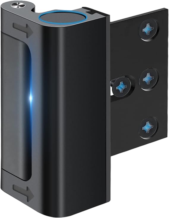 Home Security Door Reinforcement Lock Safety Latch Extra Front Doors Security Devices, Anti Door Kick in Safety Protector for Door Inside, Child Proof Aluminum Locks Black 1Pack