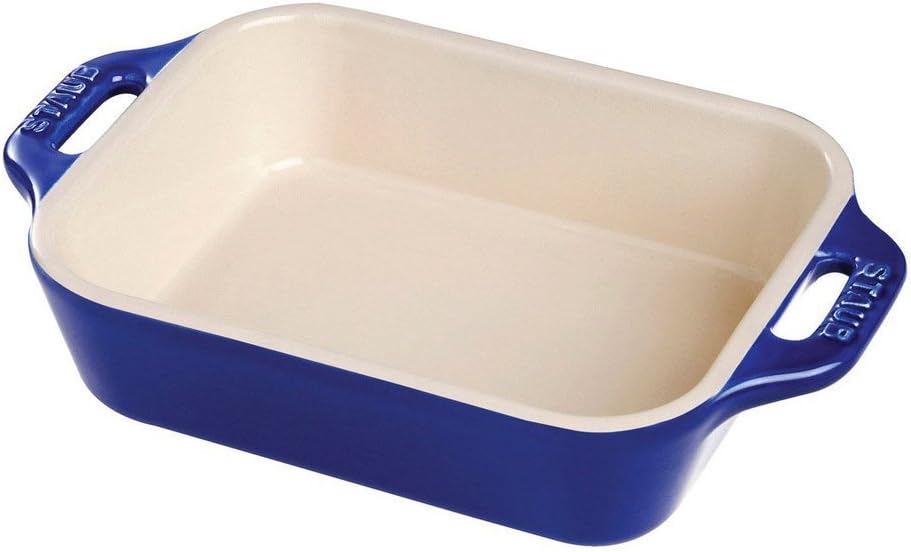 Staub Ceramic Rectangular Gratin Dish, Dark Blue, 7.5 x 6"