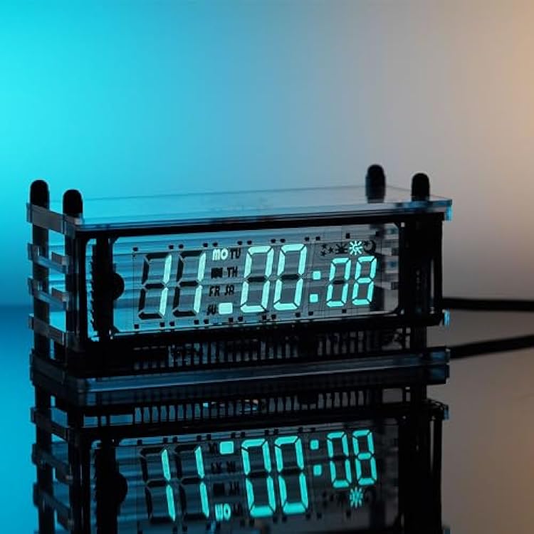 Nixie Tube Clock VFD Display Desk Clock Vacuum Fluorescent Display 1224 Hour Format VCK-0658-A White Base Version